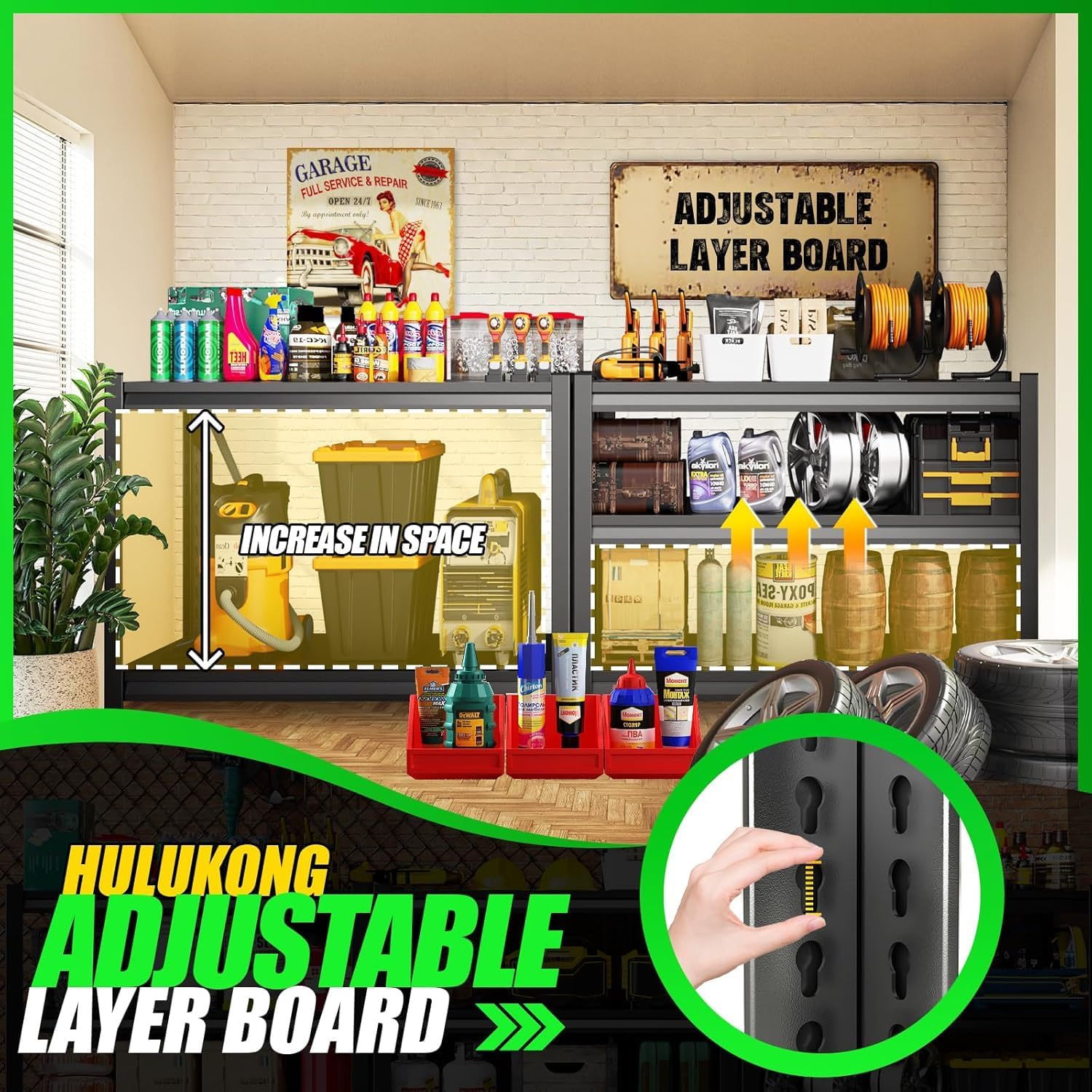 Garage Shelving 3000lb Heavy Duty Shelving Adjustable Metal Shelvings Garage Storage Shelves 5 Tier Utility Shelving Unit Metal Shelf Rack for Basement Industrial Black (72''H*35.4''W*15.7''D)