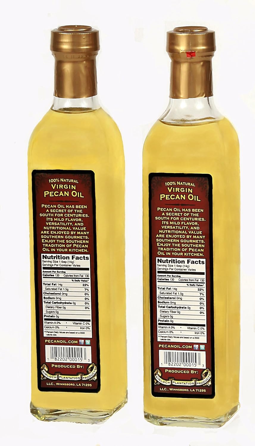 Kinloch Plantation Products Pecan Oil, Two (2) 500 ML Bottles
