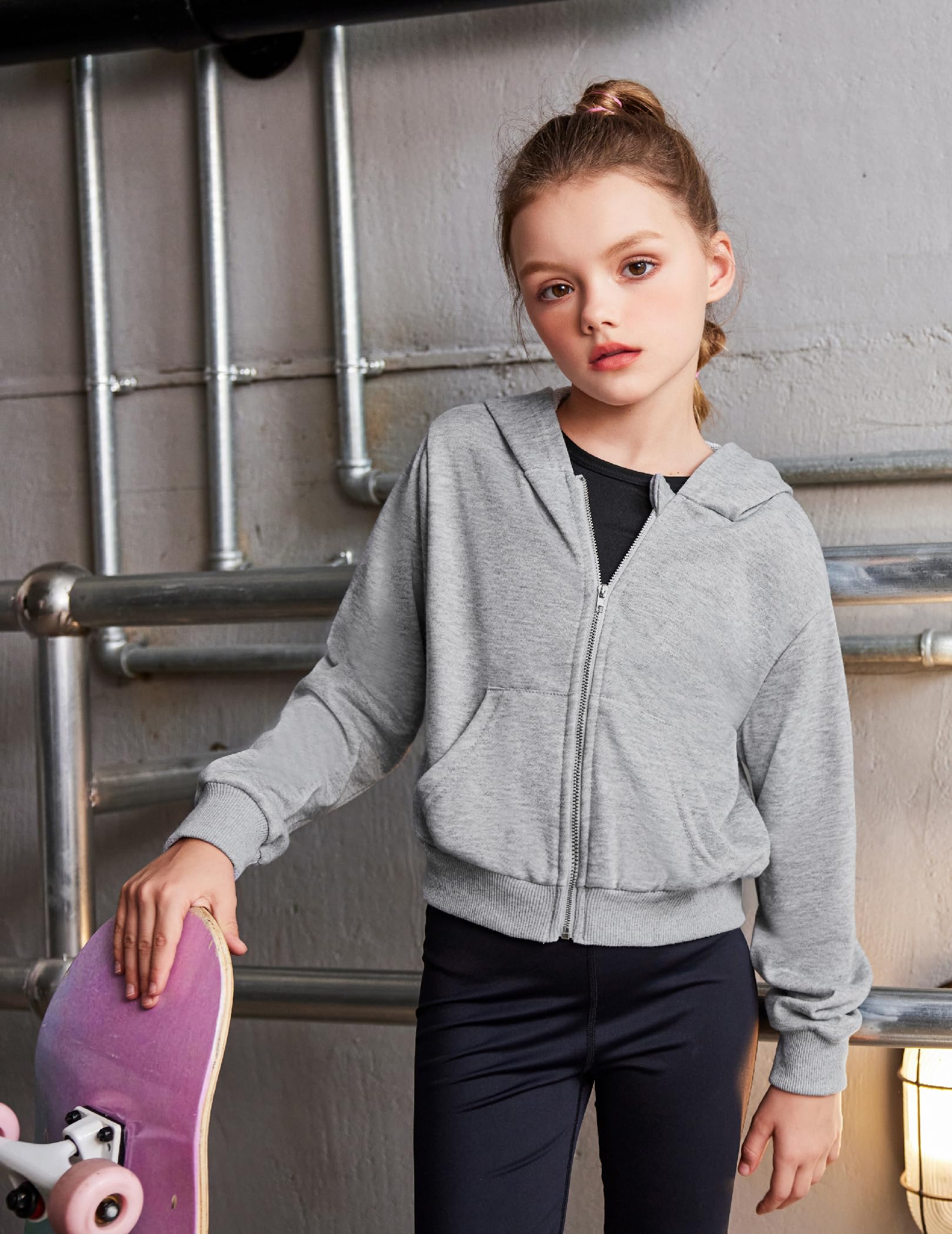 Hoodies für Mädchen, niedliches Batikdesign, Reißverschluss, weich, leicht, bauchfreies Oberteil für Mädchen, Größe 7–8
