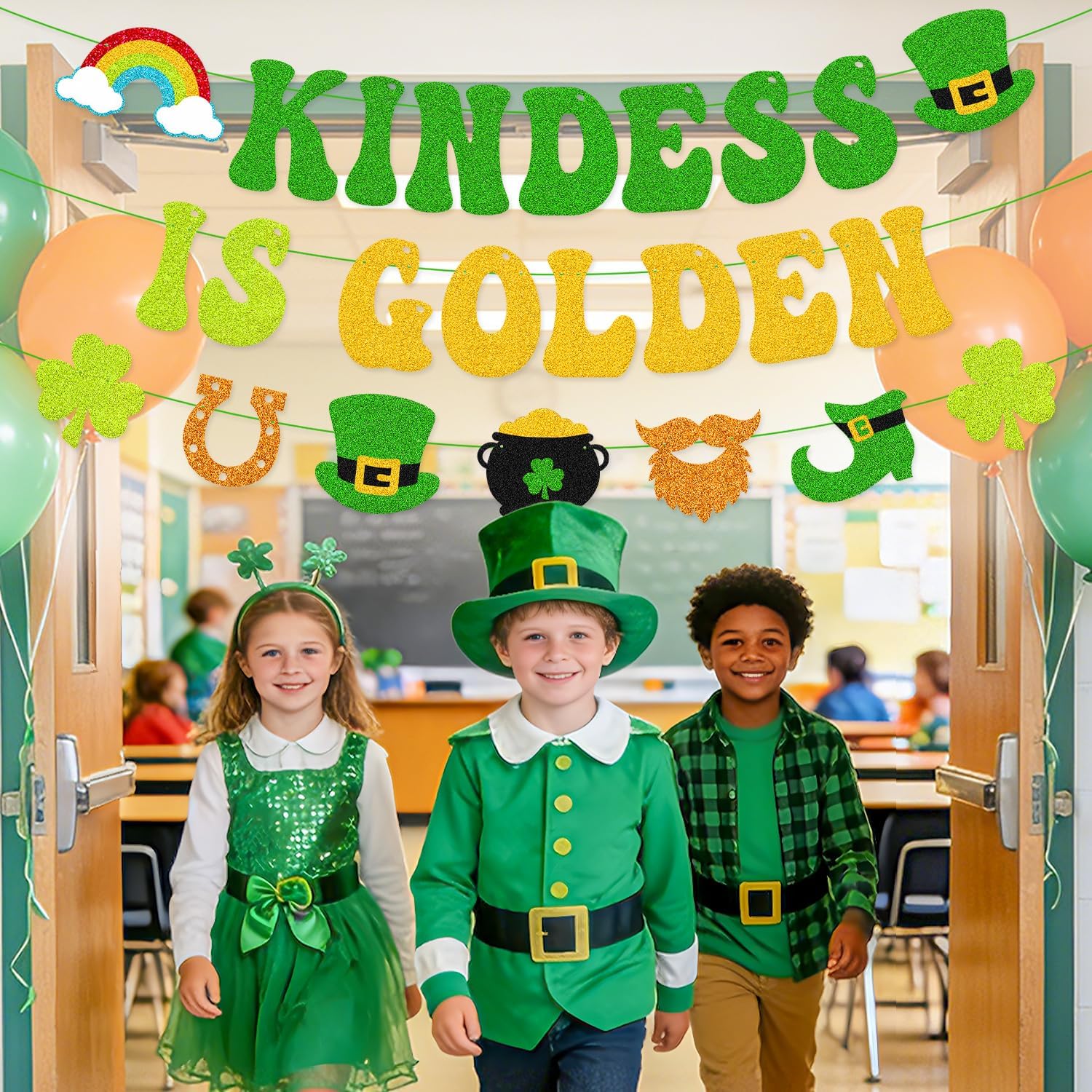 Kindness is Golden Banner St. Patrick’s Day Party Decorations for Irish School Classroom Home Celebration Shamrocks Lucky Saint Patrick’s Party Supplies