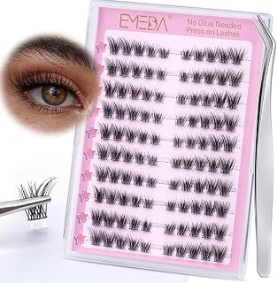 Self Adhesive Lashes, Cat Eye Pre-Bonded Lashes Kit-Glueless Cluster Lash Kit 120Pcs Squeeze Lashes Pre-Bonded Lashes Set ...