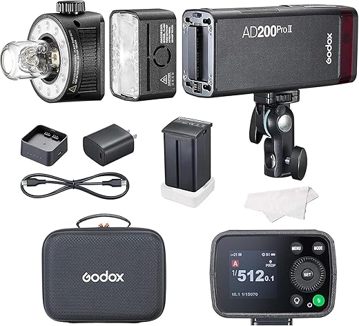 Godox AD200 Pro II AD200ProII Strobe Light, One-Tap Sync with X3, Bi-Color LED Modelling Led, Color Group Indicator, Adjus