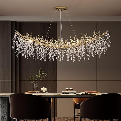 Miniatura 22 de Candelabro moderno de cristal de rama de árbol, iluminación colgante de cristal plateado de lujo de 18 pulgadas, candelabros contemporáneos de 6