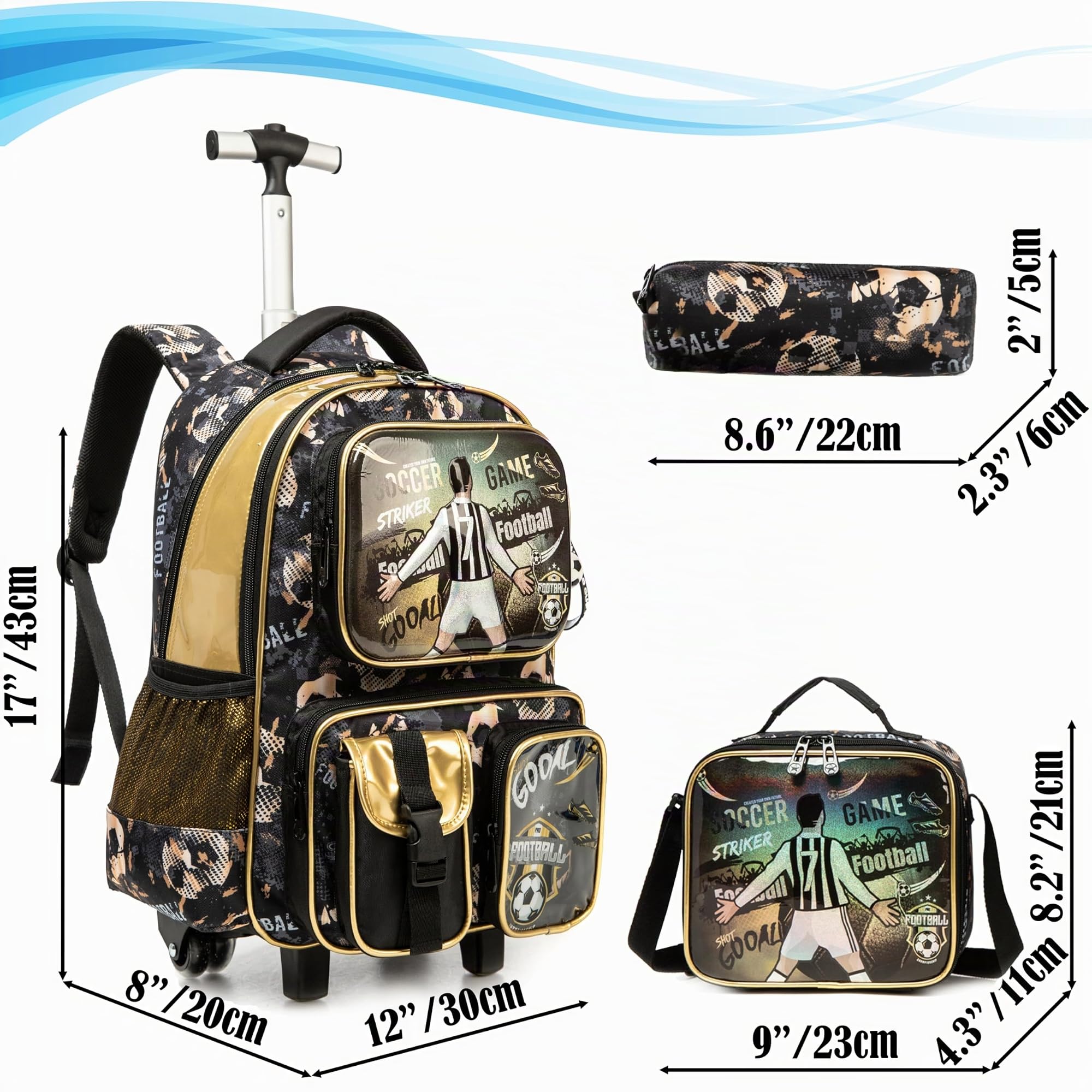 Mochila Escolar Enrollable para Niños 17” Bolsillos Multifunción