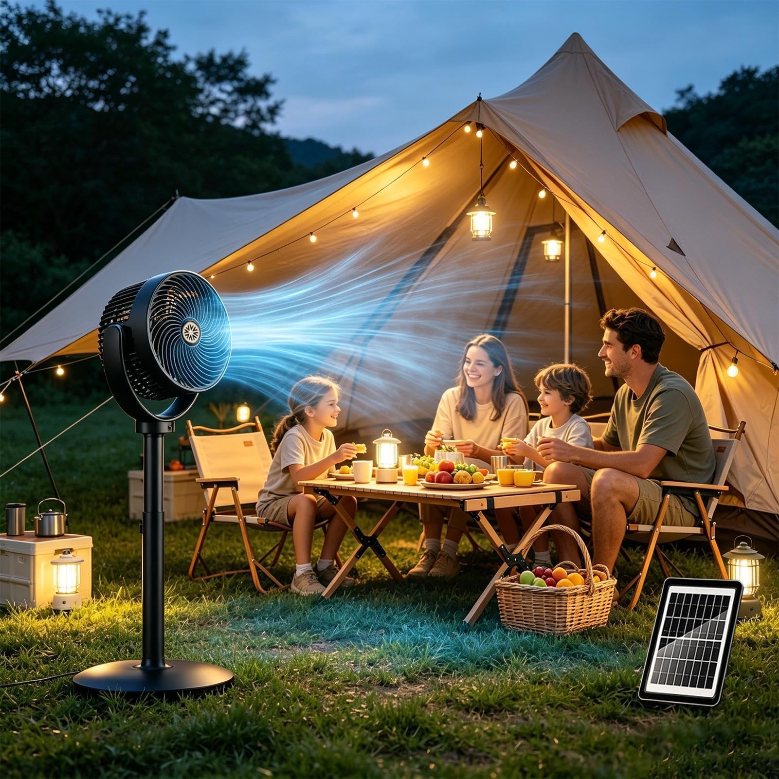 Ventilador Para Dormitorio Soplador Inalámbrico Solar con Altura Ajustable
