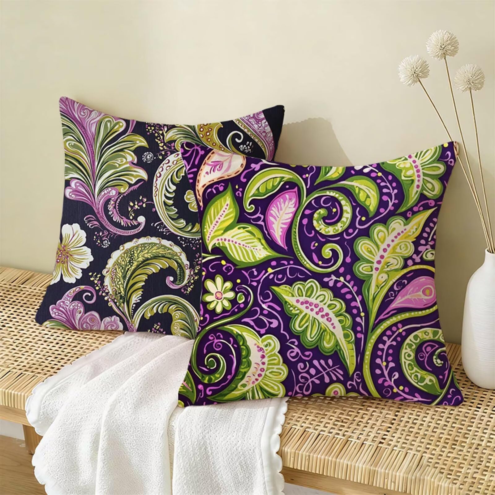 Housse Coussin 80 x 80 CM Violet Lot de 2,Usine Housse de Coussin Lin,Doux Confort Taies d'oreiller Imperméable Extérieur,Fermeture Éclair,Lavable en Machine,Canapé,Chambre,Fauteuil,Cadeaux X-628