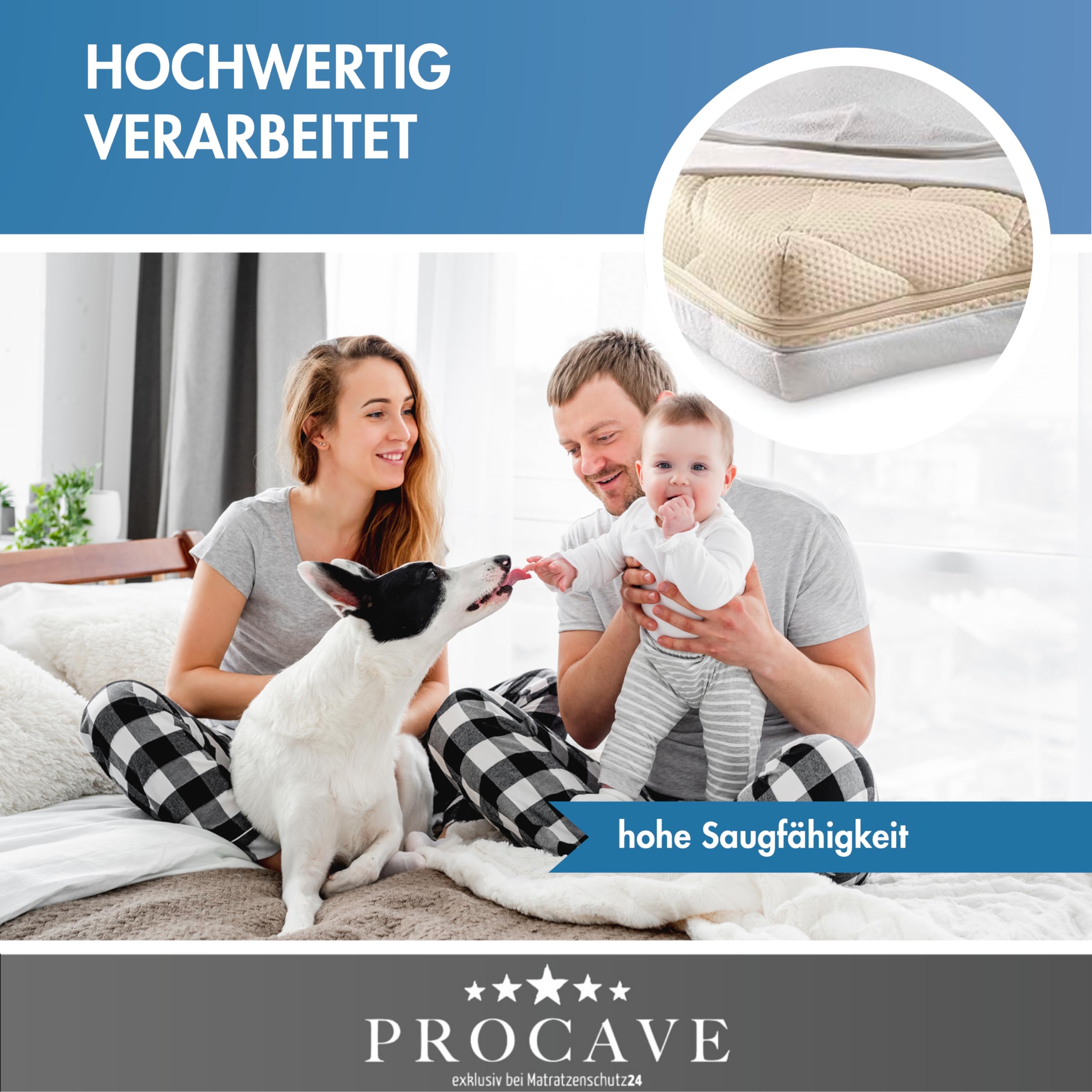 PROCAVE Matratzenbezug 100x200 cm Frottee unversteppt | Matratzen-Höhe 16-22cm | Matratzenschoner