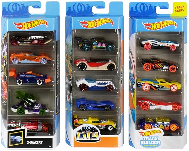 Hot Wheels Paquete de Pistas Ciudad Pista Constructor X-Raycers 5-Pack 1:64 Escala Coches Fundidos a Presión Coleccionistas de Todas las Edades Gráficos Coloridos Idea de Regalo Exclusiva Para 3 Años en Adelante