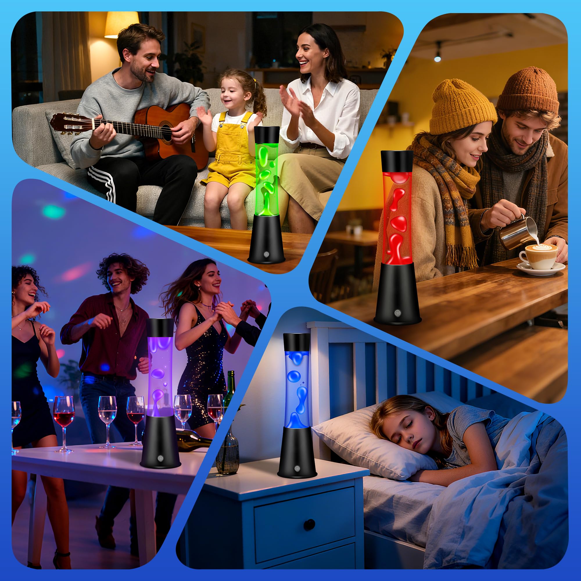 Lavalampe Schwarz mit Transparente Flüssigkeit und Lila Wachskörper für Kinder und Erwachsene,Stimmung LED Nachtlicht für Entspannung,11 x 11 x 39,5 Zentimeter