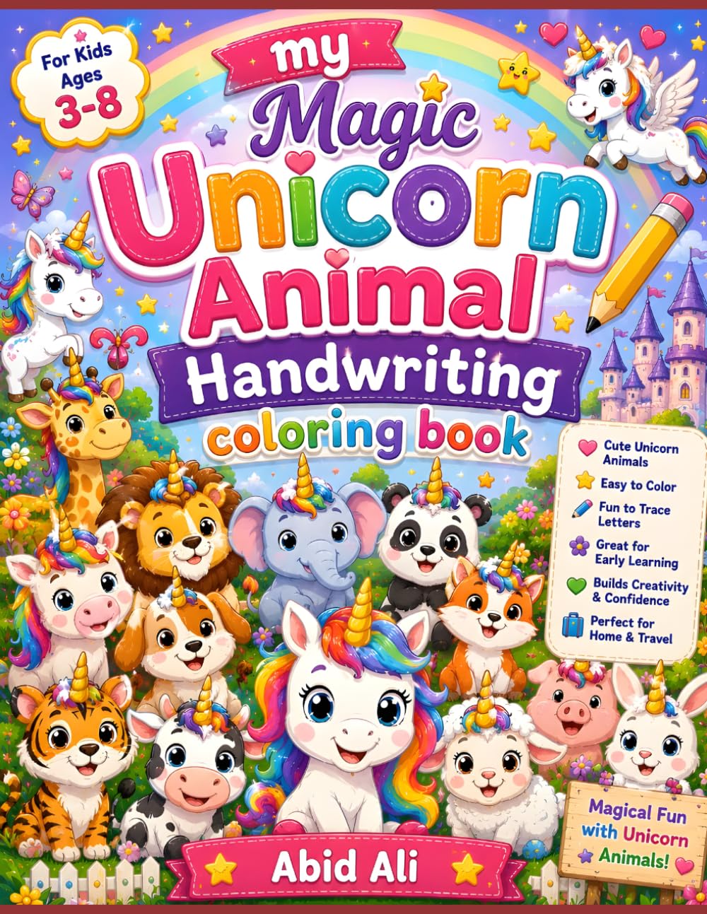 Unicorn Magic Animal Coloring Book for Kids Ages 3-8: Cute Unicorns, Adorable Animals, Rainbows and Fantasy Fun | Jumbo Easy Coloring Pages for Toddlers, Preschoolers, Boys and Girls