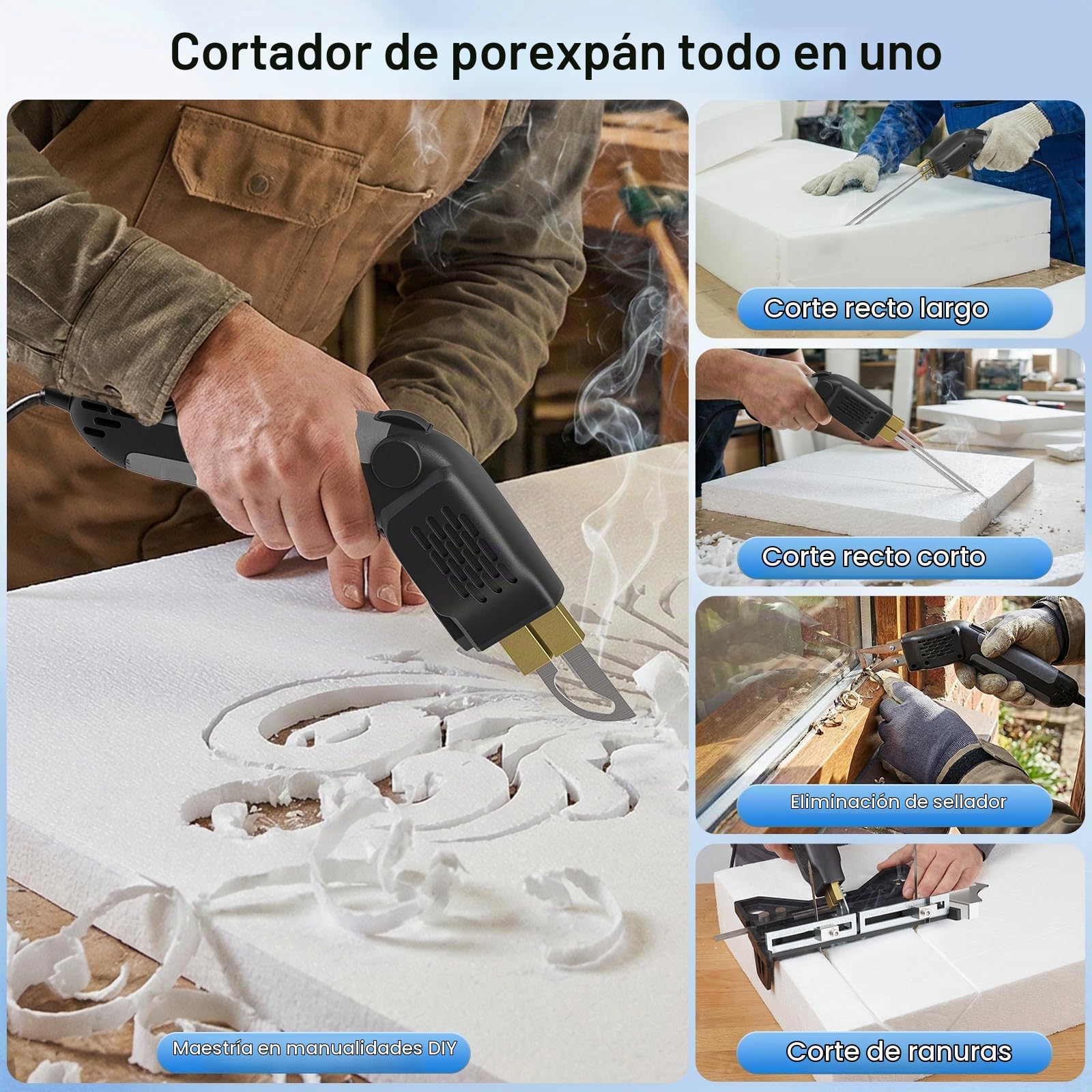 300W Cortador de Poliestireno, 50-600℃, Cortador de Espuma con 5 Cuchillas, Cuchilla Caliente Eléctrico para Poliestireno, EPS, Tablero KT, EVA, Cuerda, Tela, Espuma