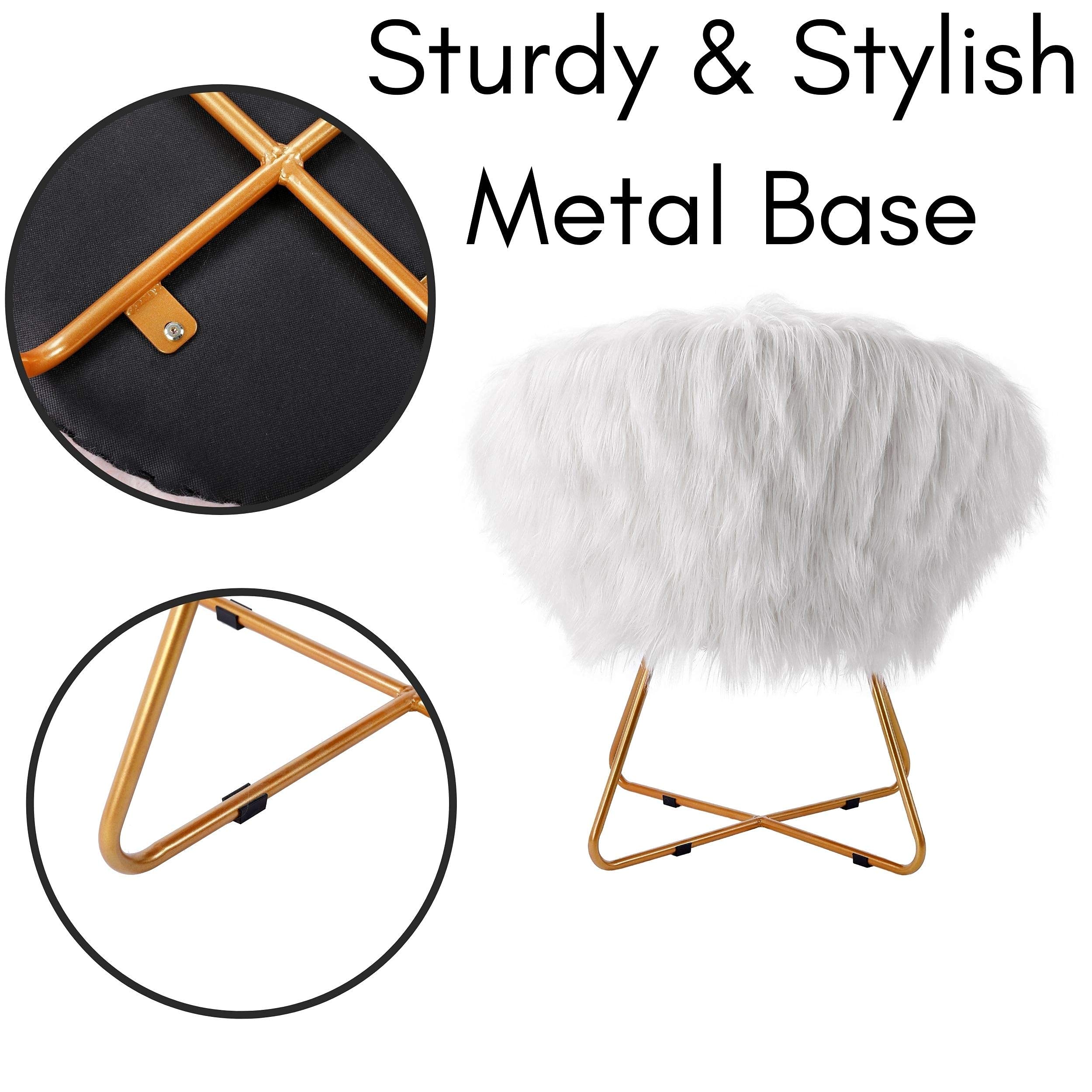 BirdRock Home White Faux Fur Papasan Chair with Pale Gold Legs Kids