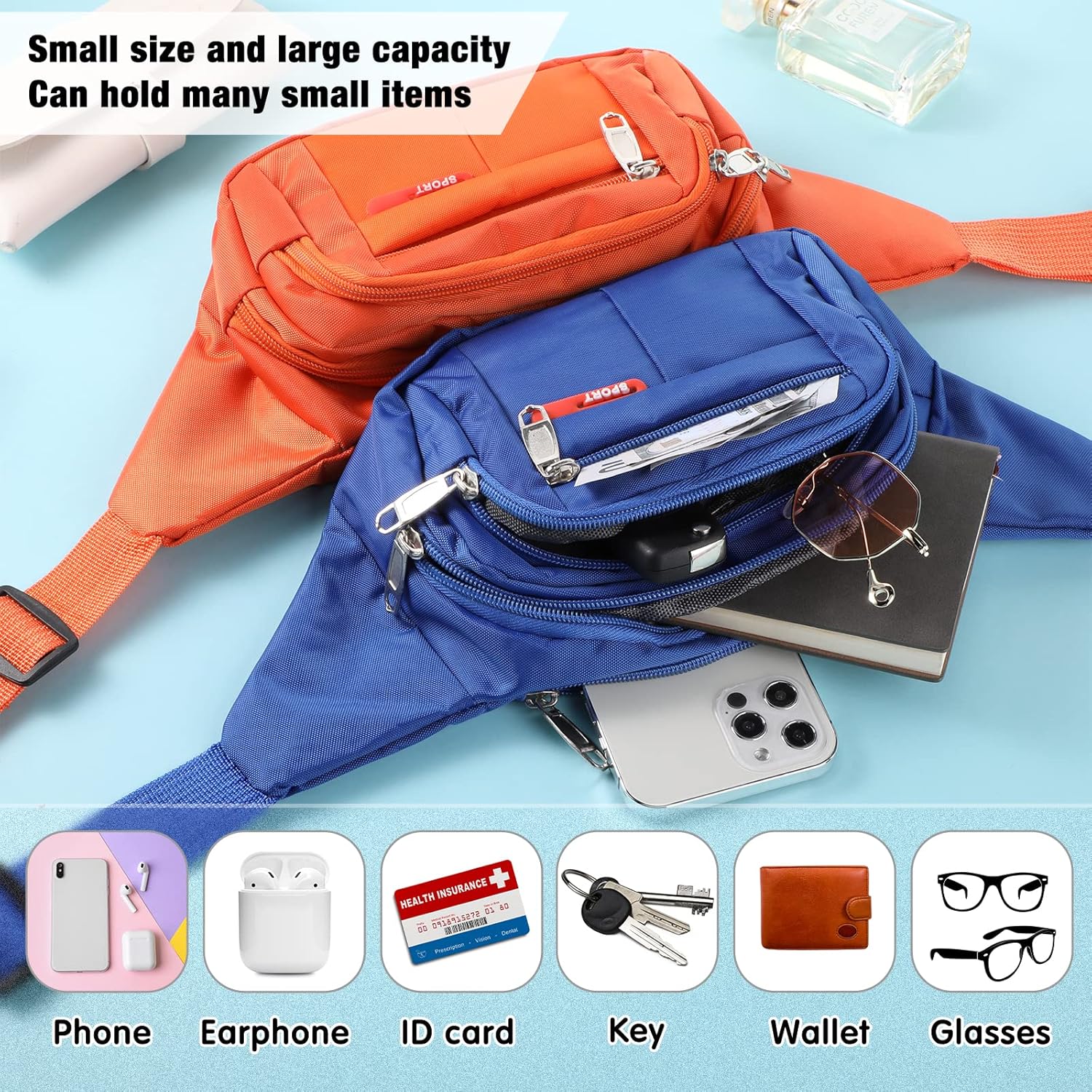 Kajaia 16 Pieces Fanny Pack Bulk Adjustable Waist Bags with Zippers Crossbody Party Fanny Packs Canvas Waist Belt Bag for Women Men Kids Teams Travel Running Cycling Hiking(Neon) - Image 6