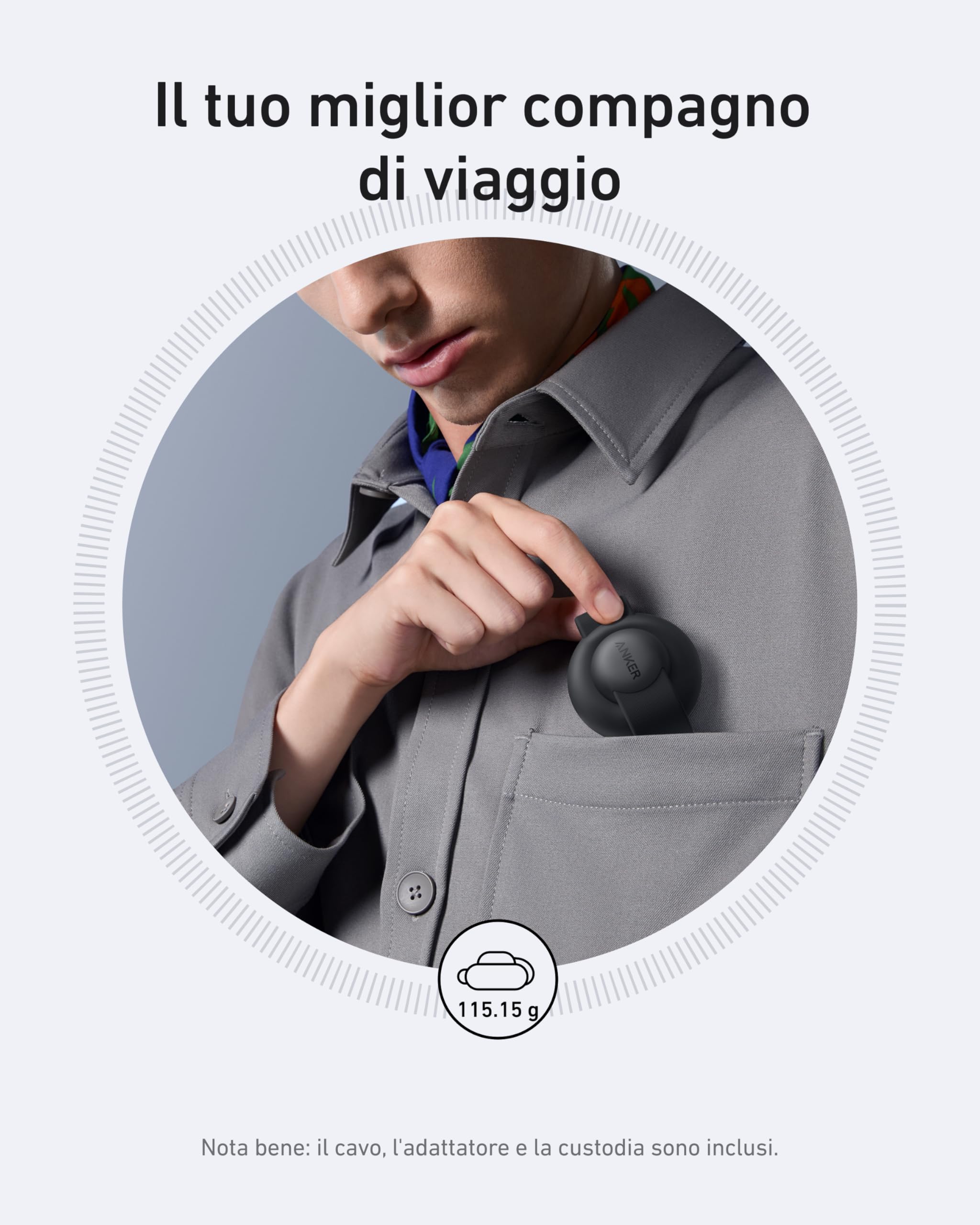 Stazione di ricarica wireless 3-in-1 Anker MagGo 15W, compatibile con MagSafe, certificato Qi2, pieghevole e portatile per iPhone 16/15/14/13, AirPods, Apple Watch e altro (caricatore USB-C incluso)