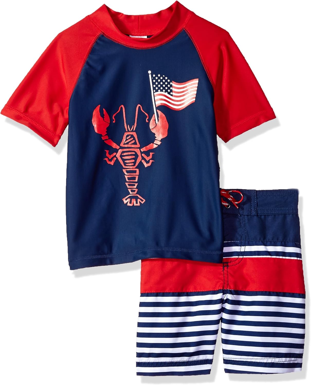 KIKO & MAX Boys' Swimsuit Set with Short Sleeve Rashguard Swim Shirt