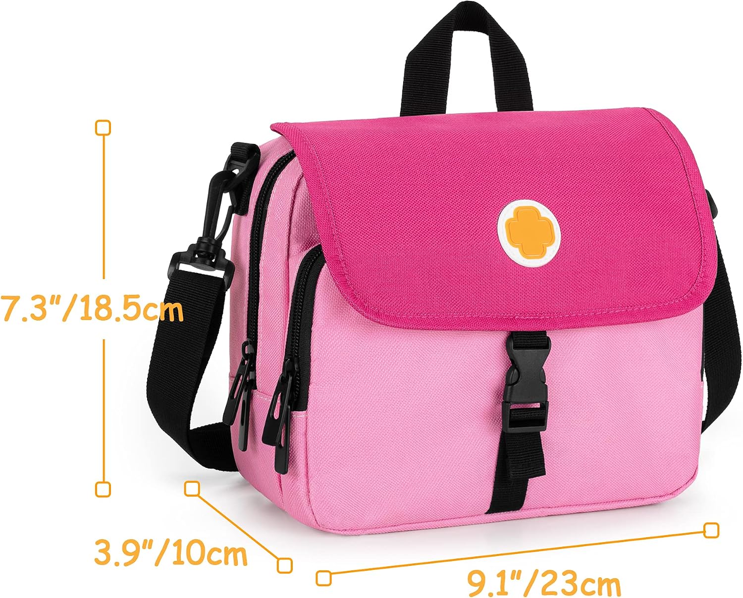 CURMIO Insulin Cooler Travel Case, Portable Diabetic Supplies Organizer with Insulated Pocket and Shoulder Strap for Diabetic Supplies, Pink (Bag Only)