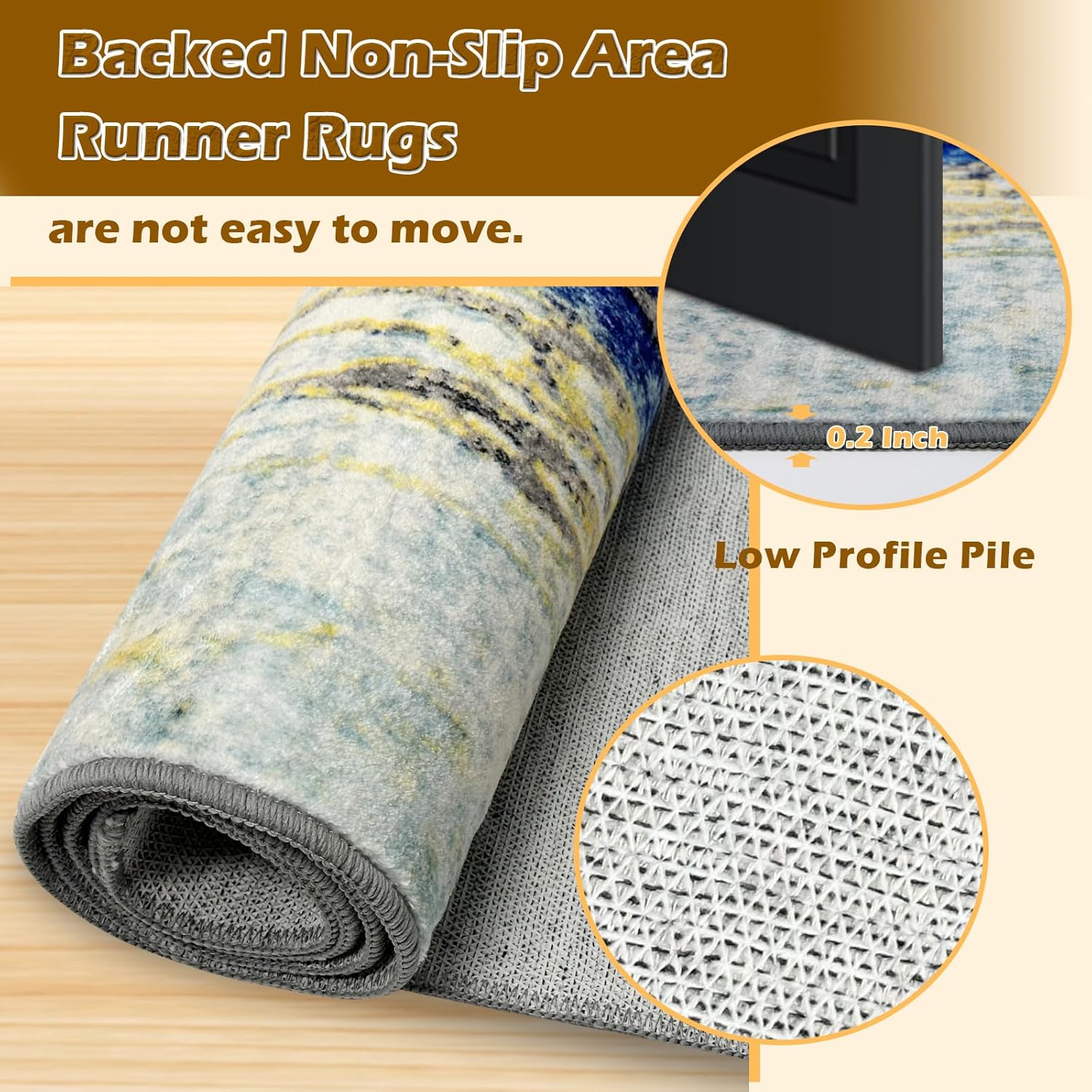 Heyroll Washable Area Rug, 2X2FT Hallway Runner Rug Carpet,Soft Modern Entryway Mat with Non-Slip TPR Backing,Low Pile Carpet for Indoor, Bath,Living Room,Kitchen,Laundry- Customized, Starry Sky