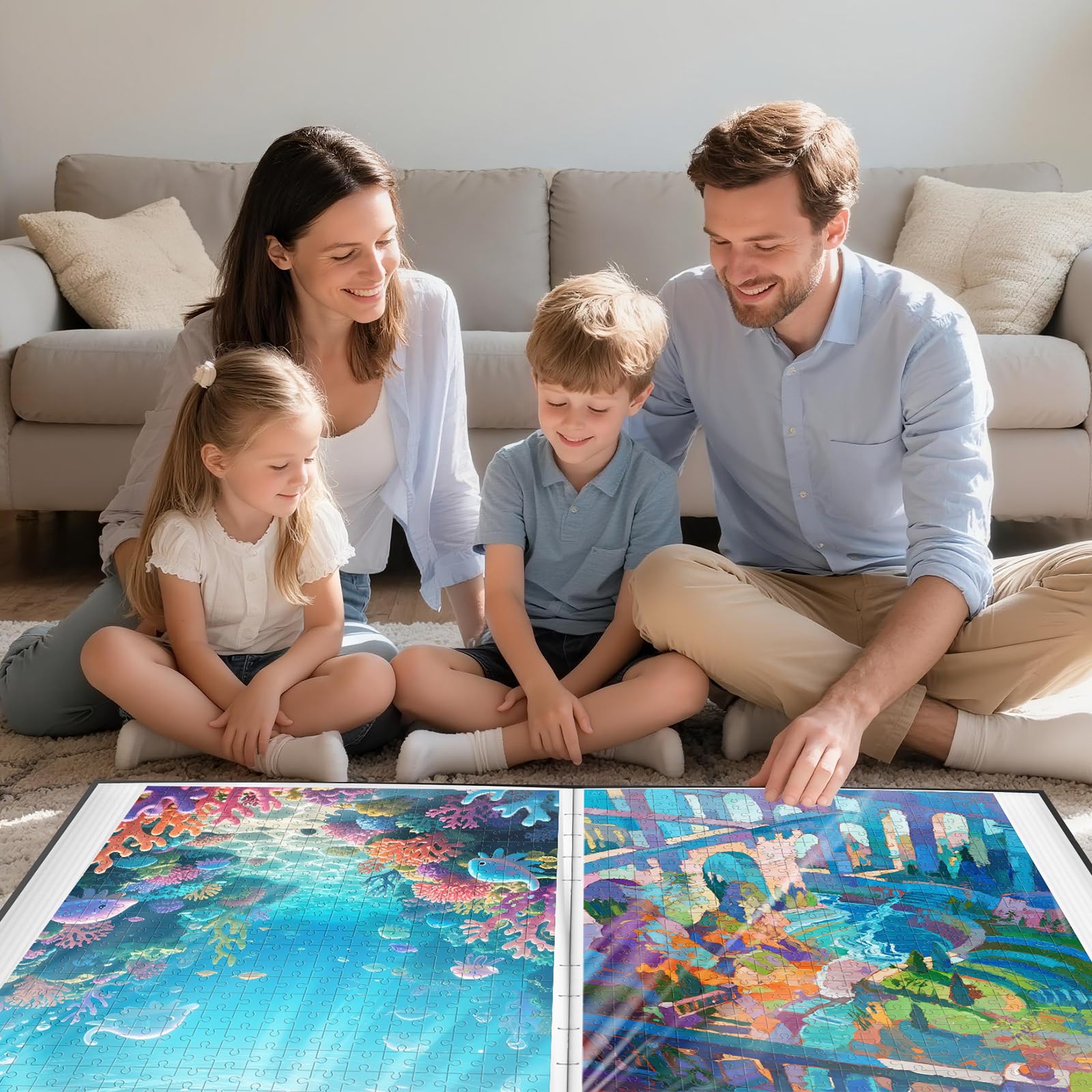 MOZOOSON Segregator do przechowywania puzzli na 1500 szt./1000 szt., akcesoria do puzzli z 25 kieszeniami, organizer o dużej pojemności, akcesoria pyłoszczelne i ochronne, dla entuzjastów