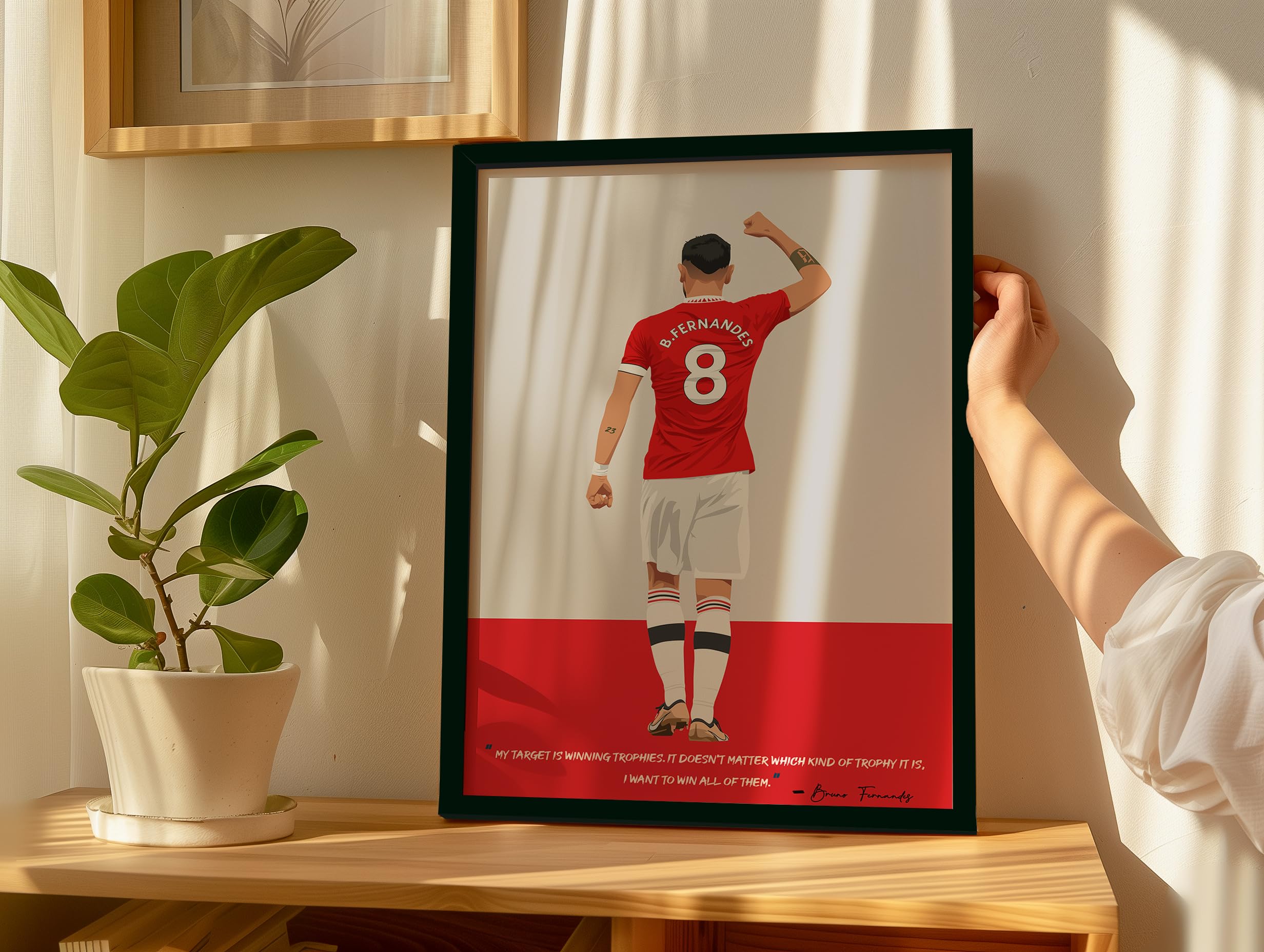 QUOTE - UNQUOTE ART, Manchester United, Bruno Fernandes Poster, 11x14 inches, Black Frame 3