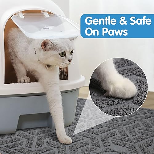 Miniatura 8 de UPSKY Tapete de arena para gatos, tapete suave para patas de gatito, tapete grande para caja de arena de 35 x 24 pulgadas, control de dispersión