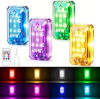 4PCS 11LEDs Wireless LED Strobe Lights, RGB Warning Lights for Ebike Car