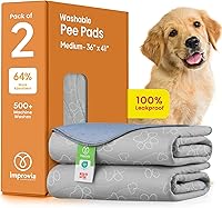 IMPROVIA Reusable Puppy Pads: Waterproof, Super Absorbent Washable Dog Training Pee Pads, Leakproof Floor Protector (Paws & Hearts, Medium 36x41")