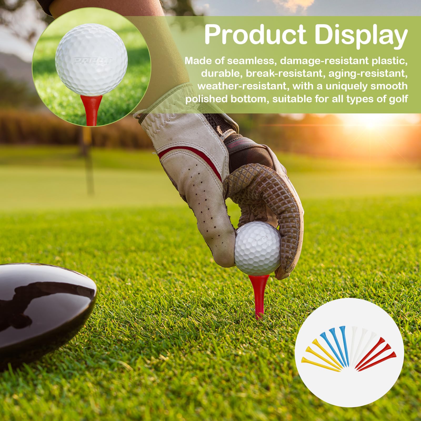 Jetstream 12 Piezas Colorido Tee de Golf Plástico 83mm, Tees de Golf Plástico Interior 83mm, compatible con Campos de Práctica de Golf, Competiciones Oficiales y Entrenamiento al Aire Libre