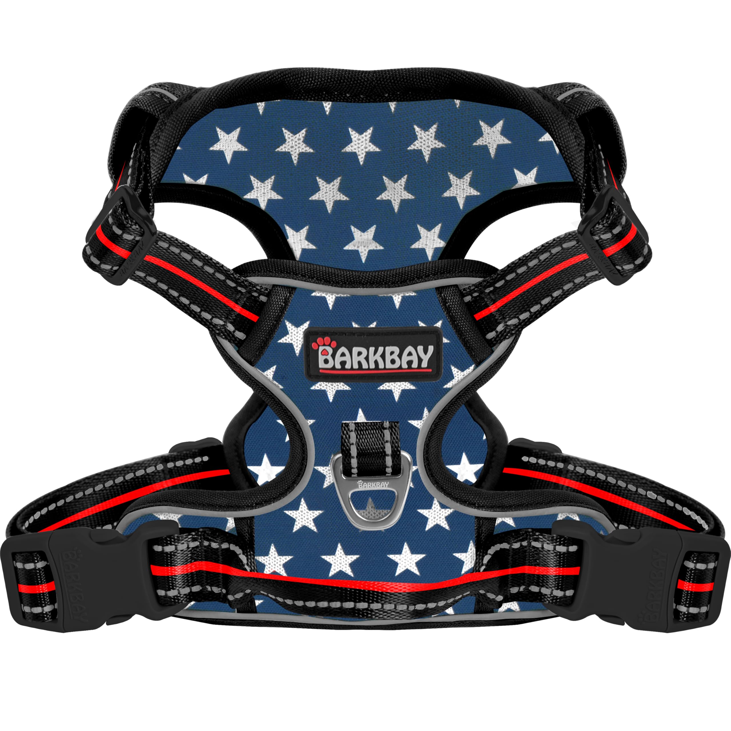 BARKBAY Dog Harness No Pull Mesh for Large Dogs - Adjustable, Reflective, Comfortable, No Choke, Heavy-Duty - Perfect for Outdoor Training, Walking, and Hiking - Strong & Durablee- XL & Blue Star Mesh