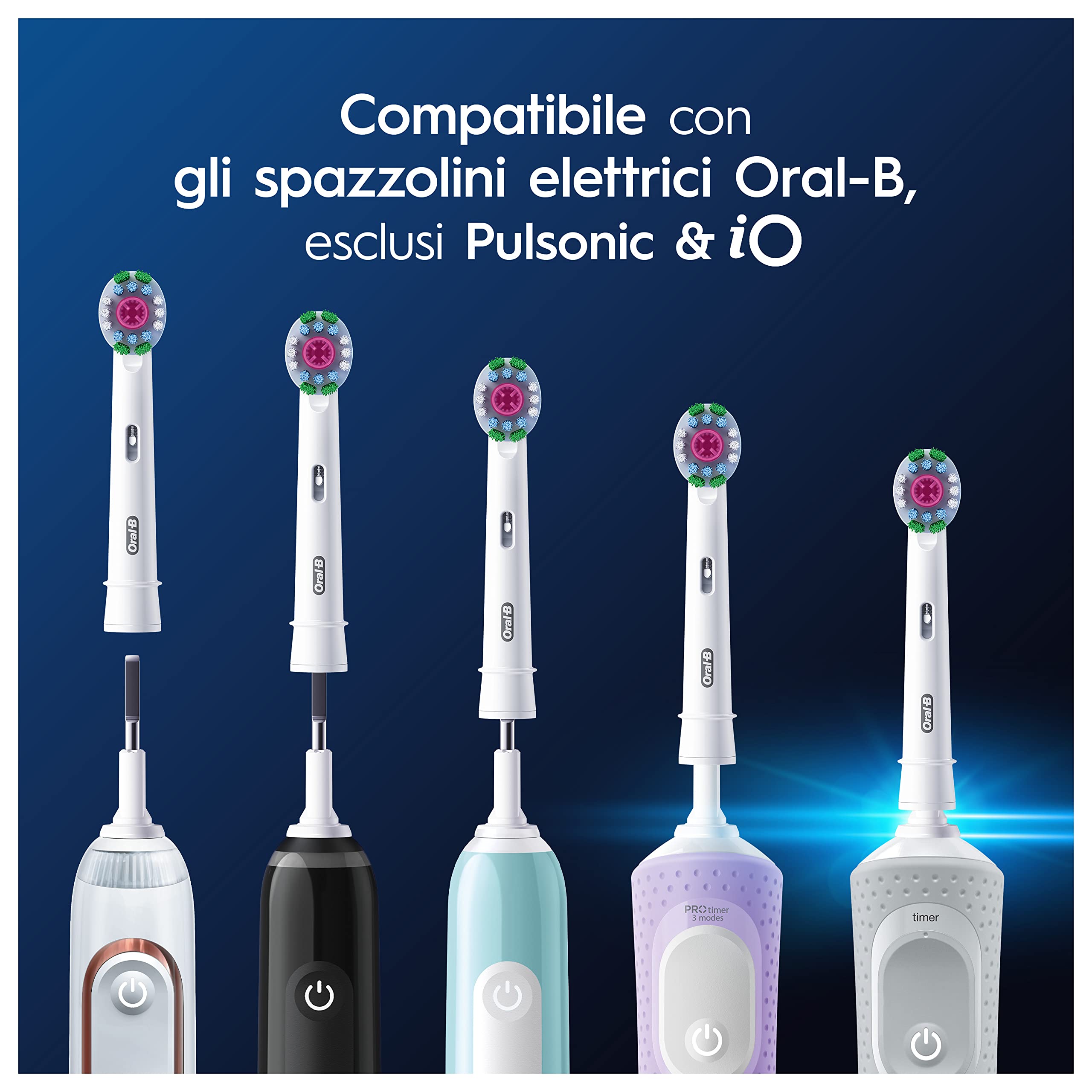 Oral-B Testina Di Ricambio PRO 3DWhite Bianca, Confezione Da 10 Testine
