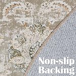 JINCHAN Rug rond 6ft Zone Rug Taupe Ancien tapis de sol Cuisine Intérieur mince Floral Imprimer Circle Rug 6' Round Retro Accent Farmhouse Non Slip Salle à manger Salon Chambre Bureau