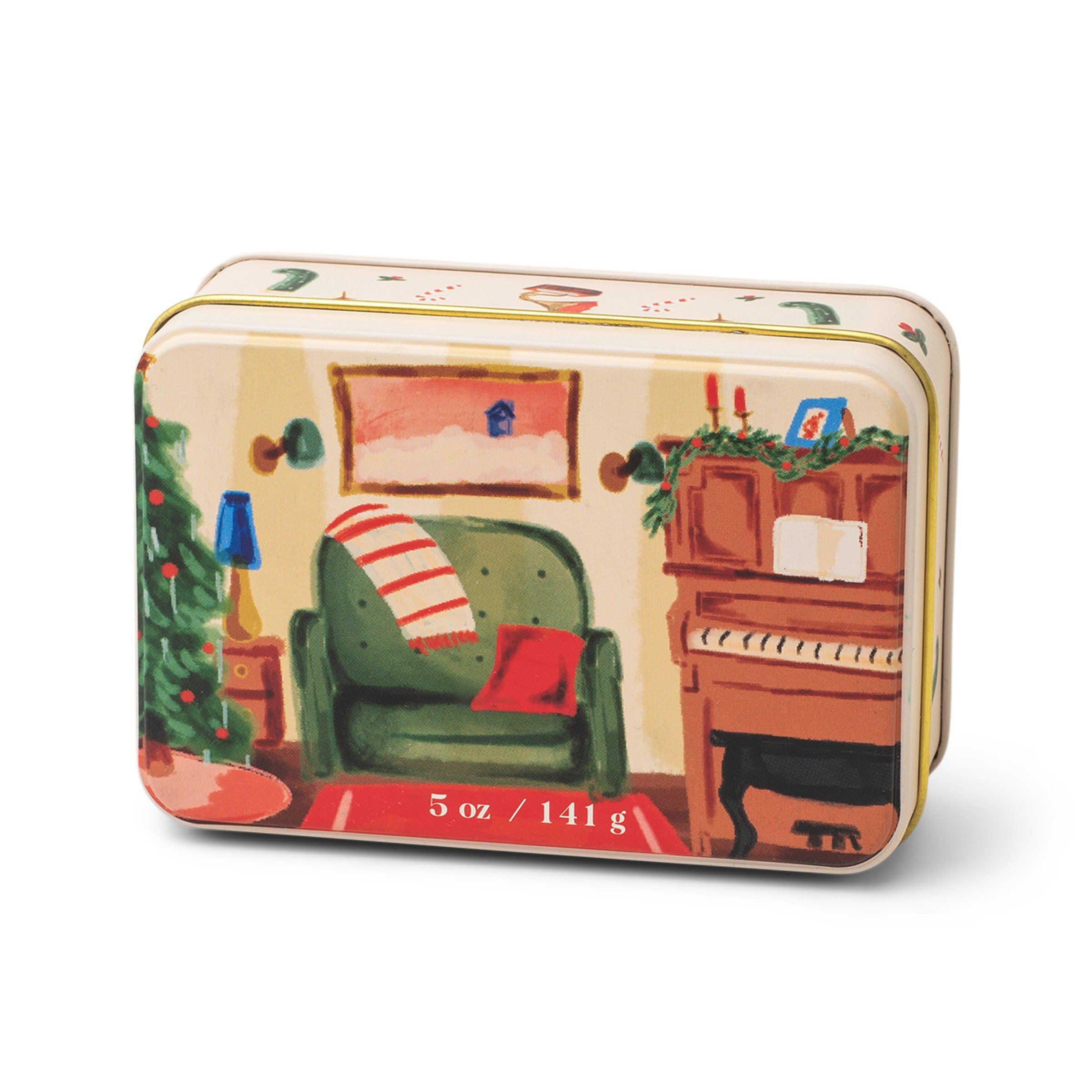 Paddywax Holiday Candles Small 2-Wick Scented Soy Wax Candle in Tin, 5-Ounce, Pomegranate Spruce