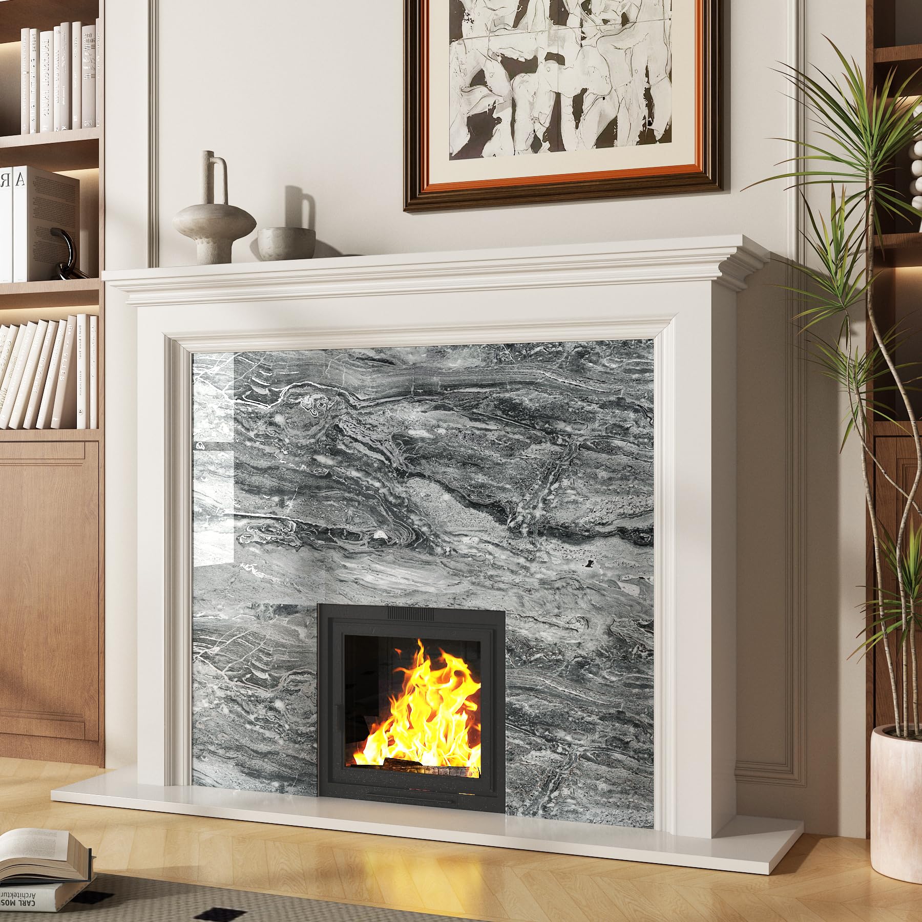 ReWallpaper 60CMx5M Carta da Parati Marmo Grigio Argento Lucido Pellicola Autoadesiva Mobili Cucina Bagno Rivestimento Tavolo Adesivo Marmo Grigio Carta Da Parati Moderna Camera Letto