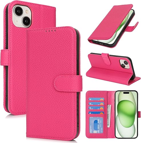 Vista 59 de Zouzt Funda para iPhone 11 de 6.1 pulgadas de piel auténtica con 4 ranuras para tarjetas, tarjetero con bloqueo RFID, tapa magnética, función atril
