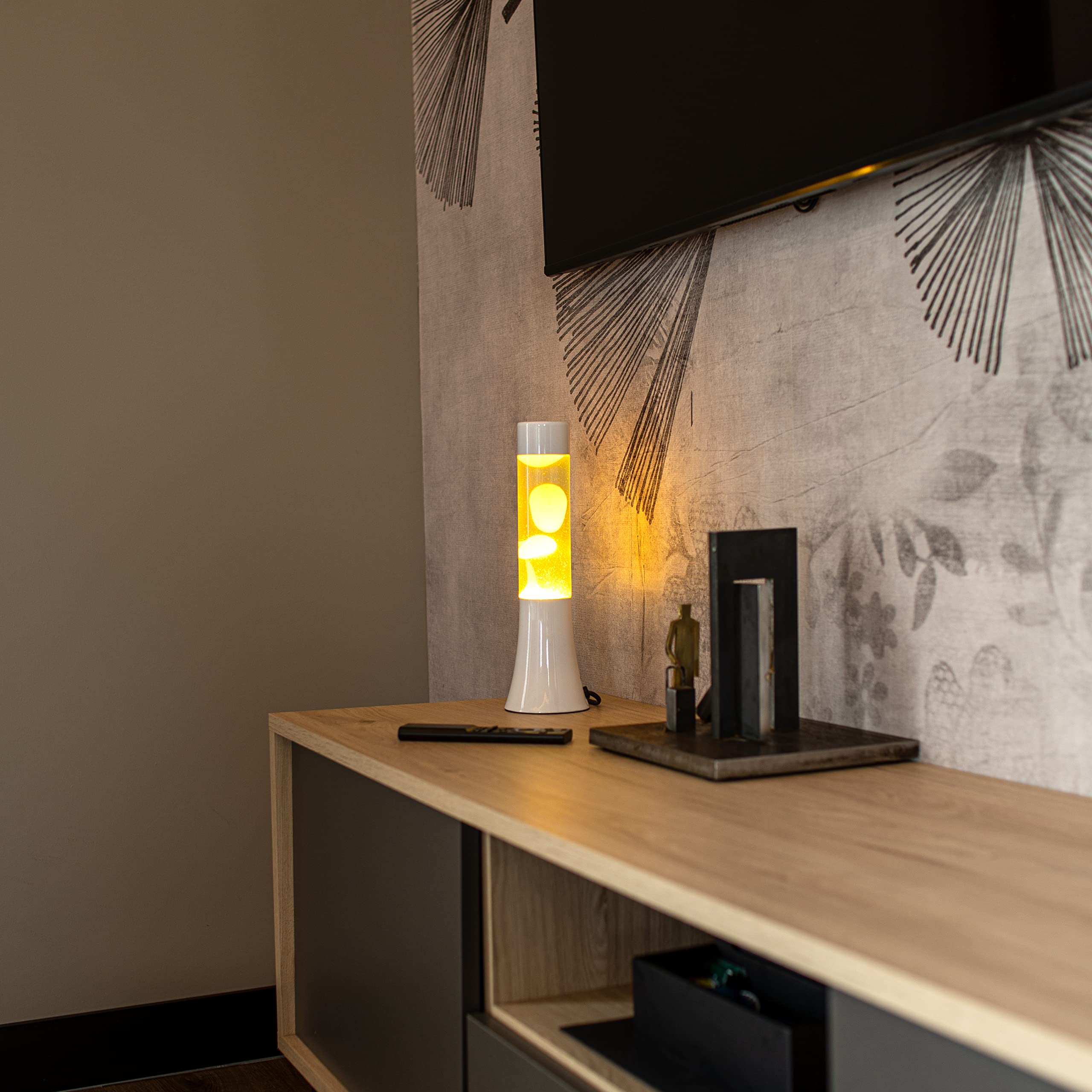 Fisura Grüne Lava Lampe - 30cm Hoch, Retro-Design, Mit Basis & Transparentem Wachs - Entspannende Deko-Lampe Für Zuhause