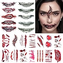 Halloween Tattoo, 40 Sheets Halloween Costume Face Tattoo Temporary Tattoos Makeup Accessories for Women Men Party Carnival Make Up