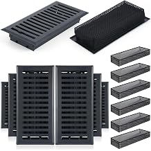 Baquler 12 Pcs 4" x 10" Floor Register with Cover Trap, 6 Heavy Duty Metal Walkable Vent Covers & 6 Vent Filters for Home Floor Replacement, Keeps Hair Food Debris Out, Pet Proof