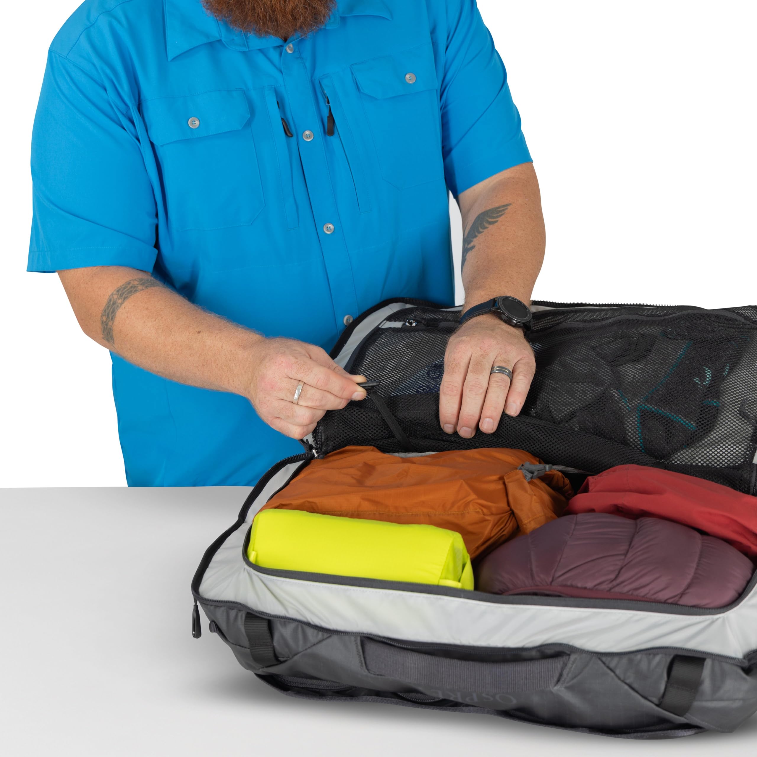 Osprey Transporter Squffel - Borsa da viaggio quadrata resistente, con apertura da 70 l, foglia di pino