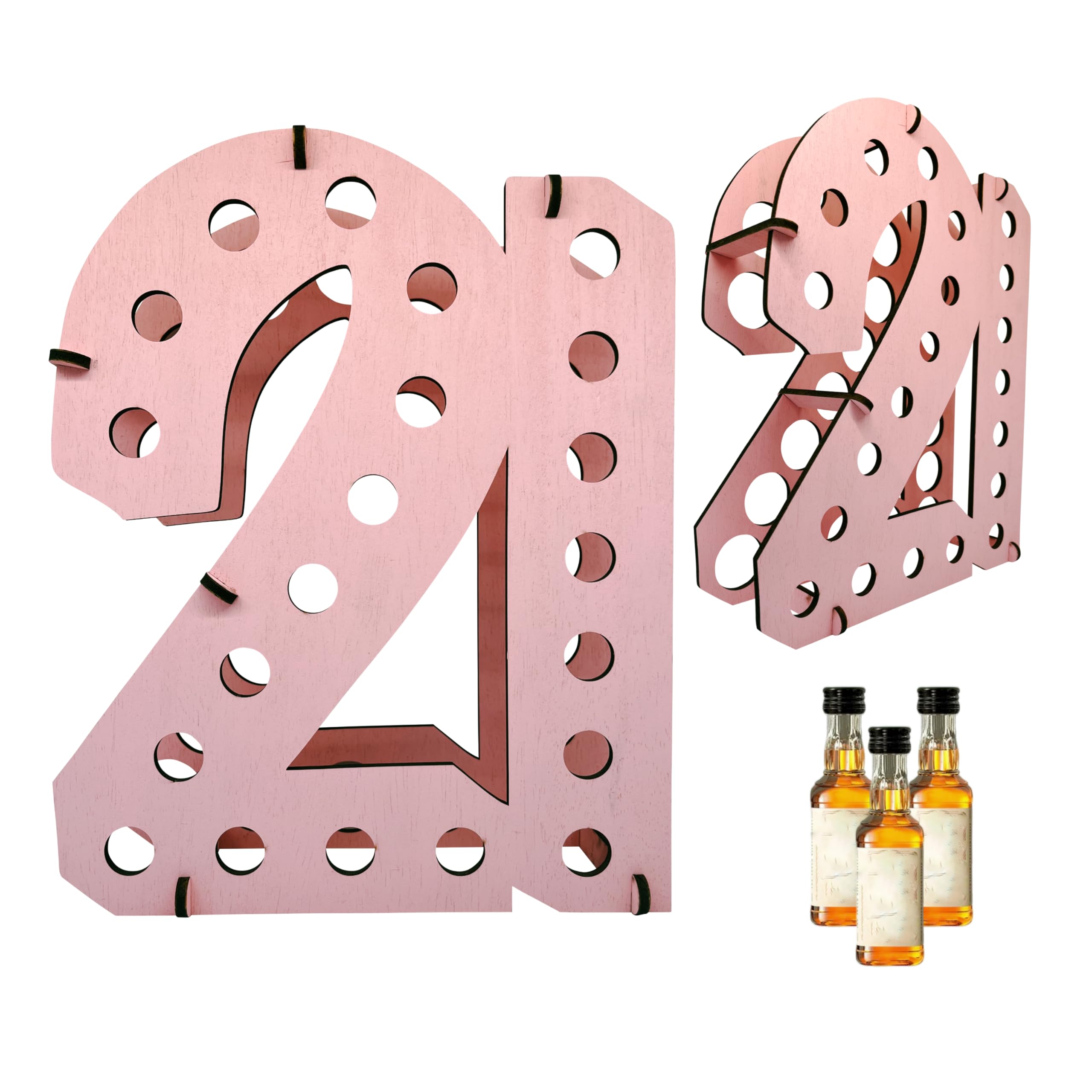 Lumber Reveal USA Pink 21 Shot Bottle Holder | 21st Birthday Decorations | Unique 21st Birthday Gifts | Holds 21 Shooter Bottles | Assembly Required