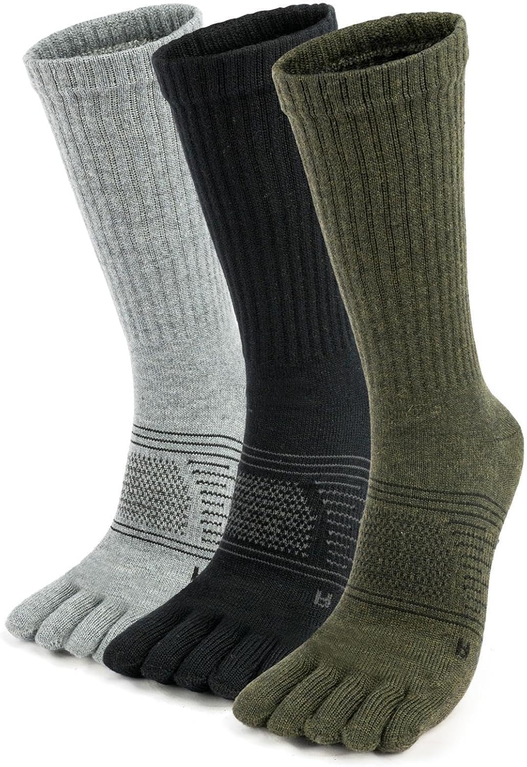 Merino Wool Toe Socks for Men and Women, Five Finger Hiking Socks, Warm Thermal Boot Sock for Winter, 3 Pairs