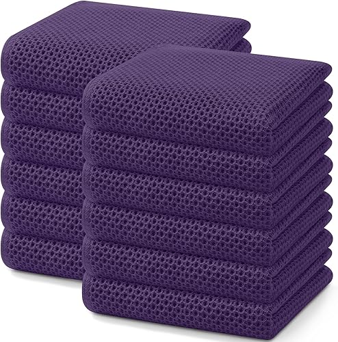 Miniatura 37 de Homaxy Paños de cocina de 100% algodón con tejido gofre, toallas de cocina ultra suaves, absorbentes, de secado rápido, 12 x 12 pulgadas, paquete