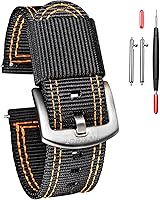 Vista 1 de torbollo Correas de reloj de liberación rápida, correa de reloj dura de 0.709 in para muñeca grande, correa de nailon de calidad y hebilla cepillada