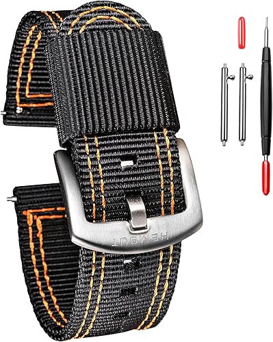 torbollo Correas de reloj de liberación rápida, correa de reloj dura de 0.709 in para muñeca grande, correa de nailon de calidad y hebilla cepillada