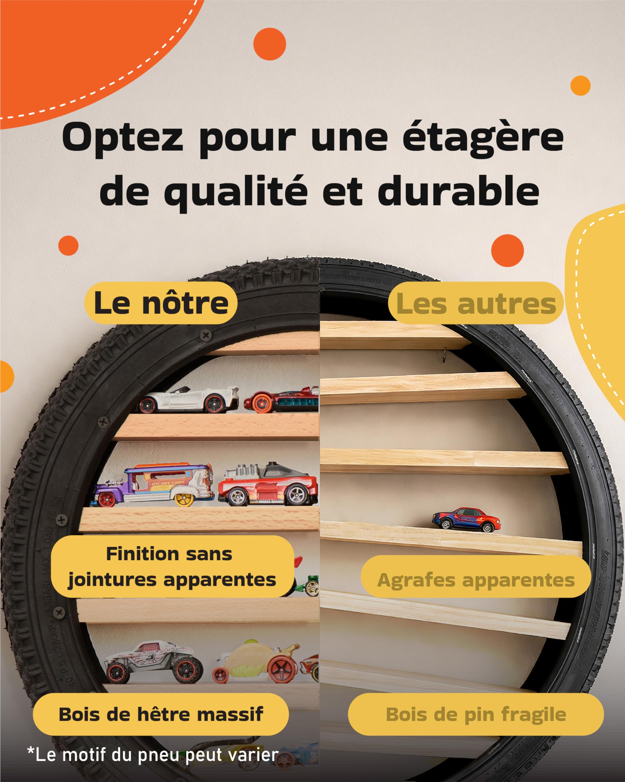 Rangement Voitures Miniatures Présentoir Mural En Bois Pour Hot Wheels Et Matchbox 1/64 – Rangez 30 Voitures