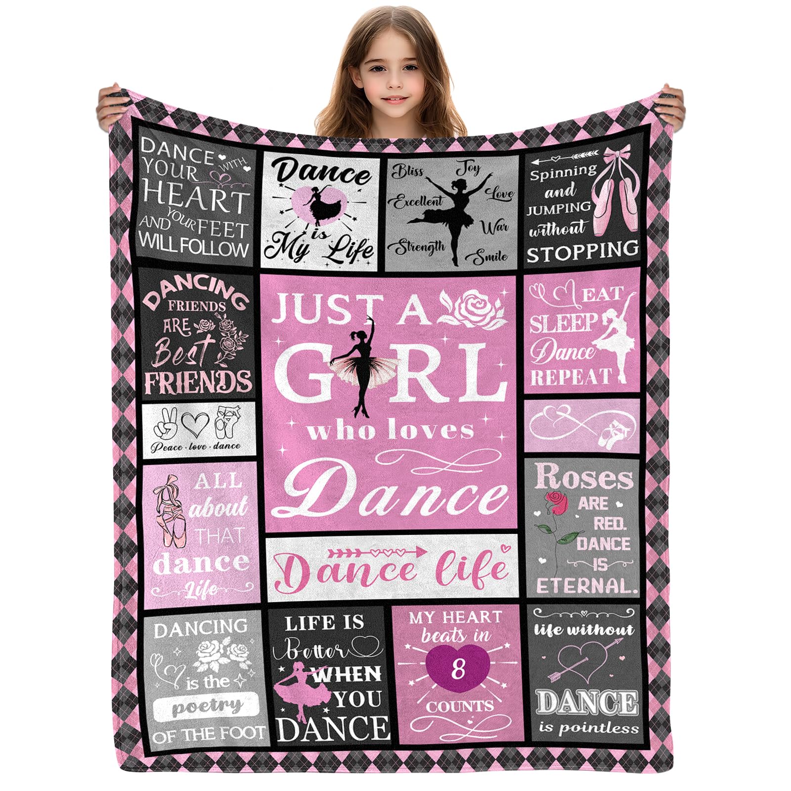 Yasrlvun Dance Gifts for Girls Ballet Gift 50x60 Inch Ballerina Blanket Dance Teacher Gift Gymnastics Gift for Girls Cozy Ballet Blankets