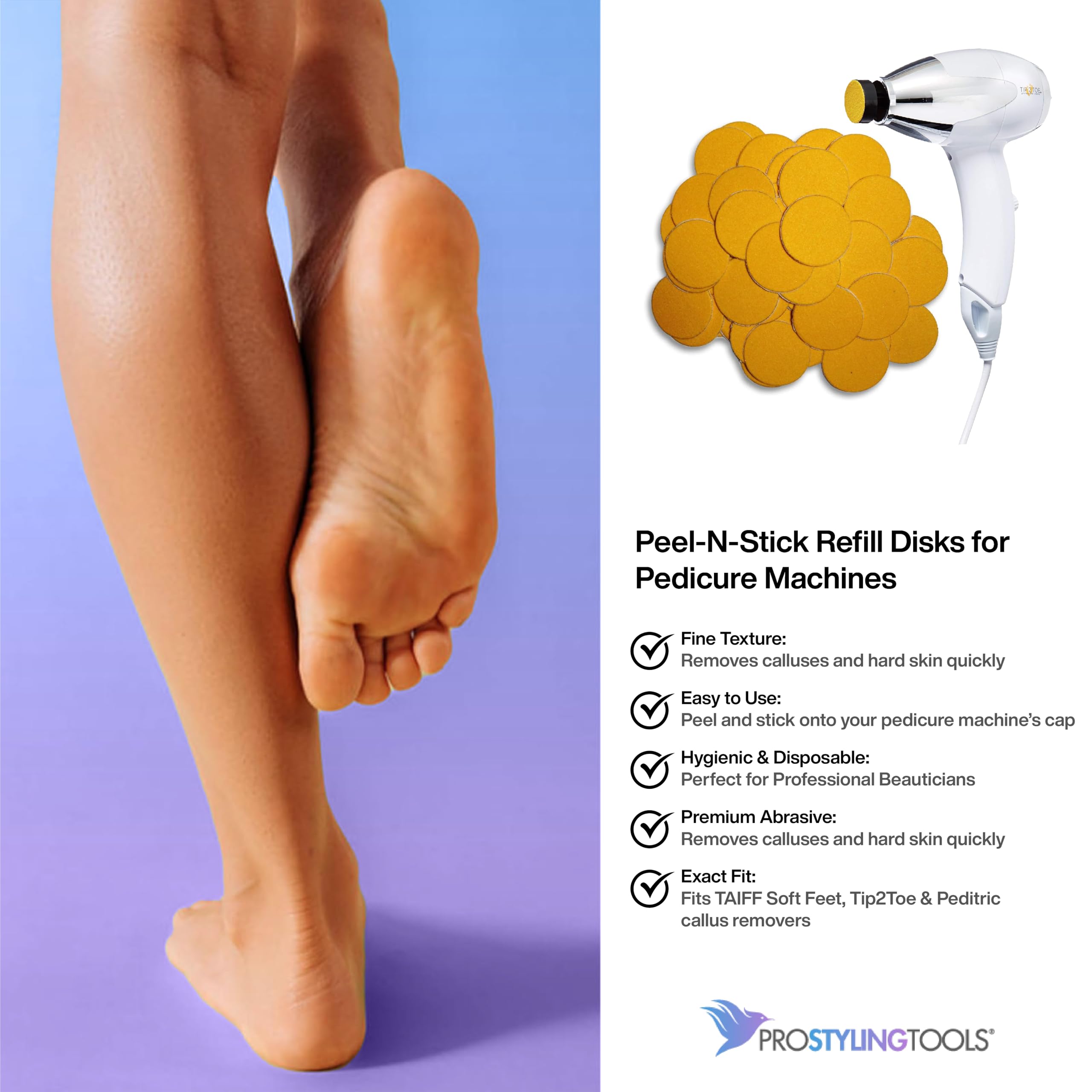 Limas de disco de repuesto para Soft Feet, 2 Dedos, removedor de callos peditric y otras máquinas de pedicura, , 100 Count, , 1 uds. por paquete