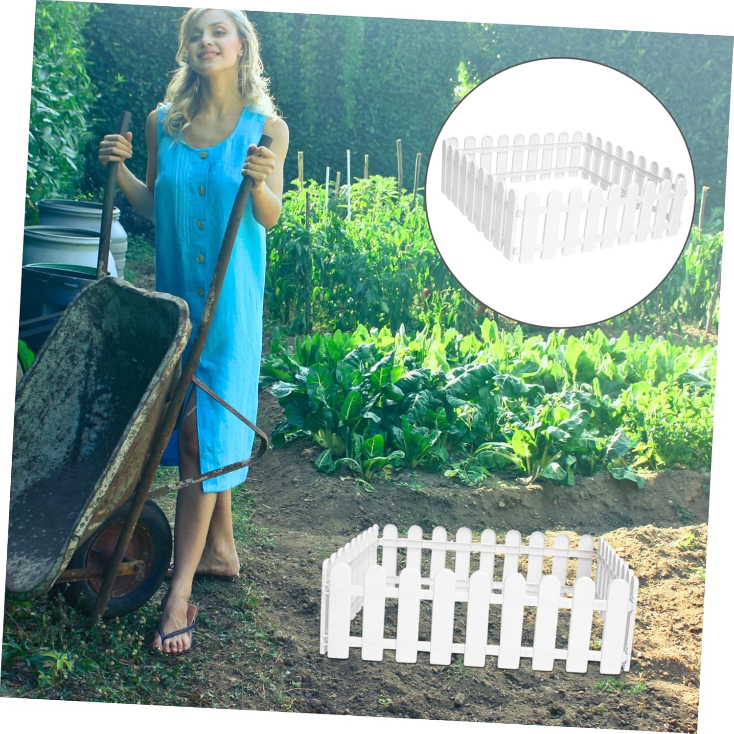 VICASKY 8pcs Decorative Fence for Garden and Flower Beds Durable Round Head Picket Borders for Outdoor Indoor Villa and Campus Decoration Easy DIY Charming Edging