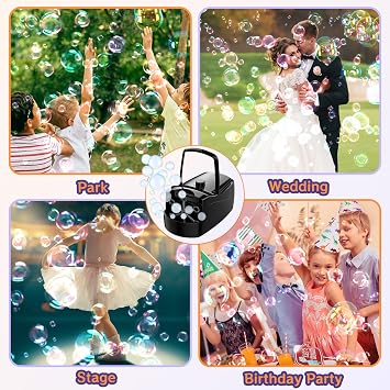 Bubble Machine, Automatic Bubble Blower Maker for Kids or Parties (Black)