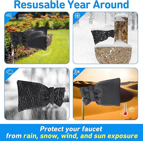 Miniatura 6 de MENOLY - Paquete de 6 fundas de grifo para exteriores para invierno, 9.8 x 7.1 pulgadas, calcetines aislados más gruesos para protección contra la