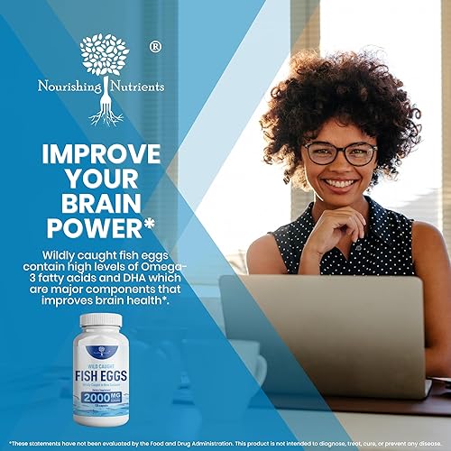 Miniatura 4 de Huevos de pescado capturados salvajes 2,000 mg - Suplemento Omega 3 para ojos, salud cerebral, apoya la inmunidad, huesos y dientes, apoyo del