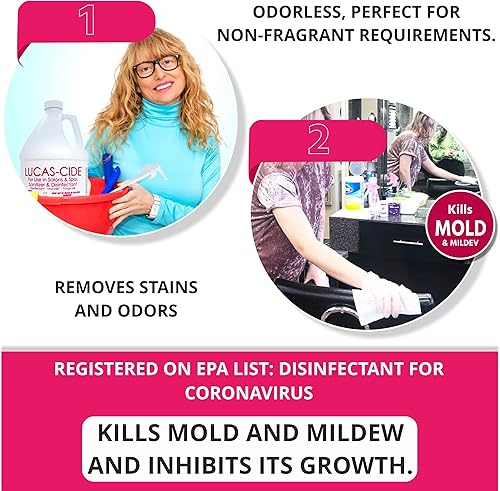 Miniatura 5 de LUCAS-CIDE Desinfectante de salón y spa, desinfectante de superficies multiusos, paquete con bomba, 1 galón (rosa)